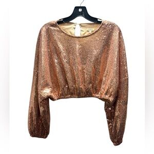 Rose Gold Sequin Crop Top.
Elastic waist band.